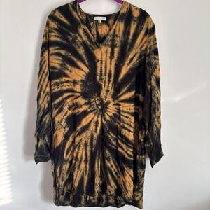 Earthbound Trading Co Womens Tie Dye Top/Dress Size M Yellow Black Hippie Grunge